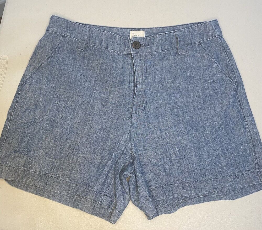 A New Day Women’s Shorts Blue Chino Denim Light Cotton Casual Outdoors Size 4
